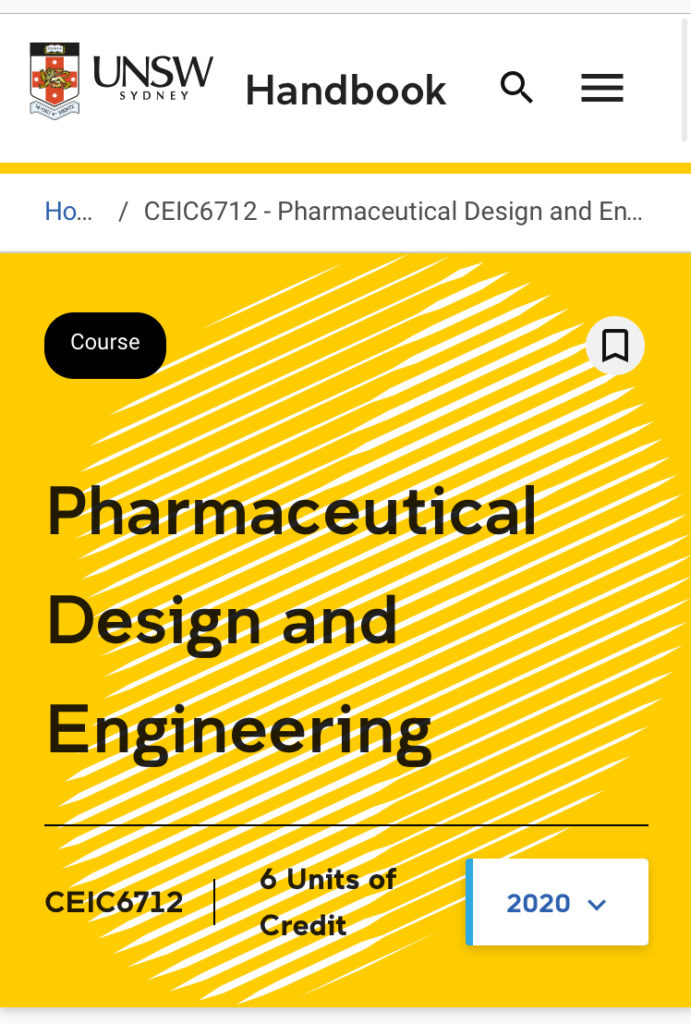 CEIC6712 Pharmaceutical Design and Engineering